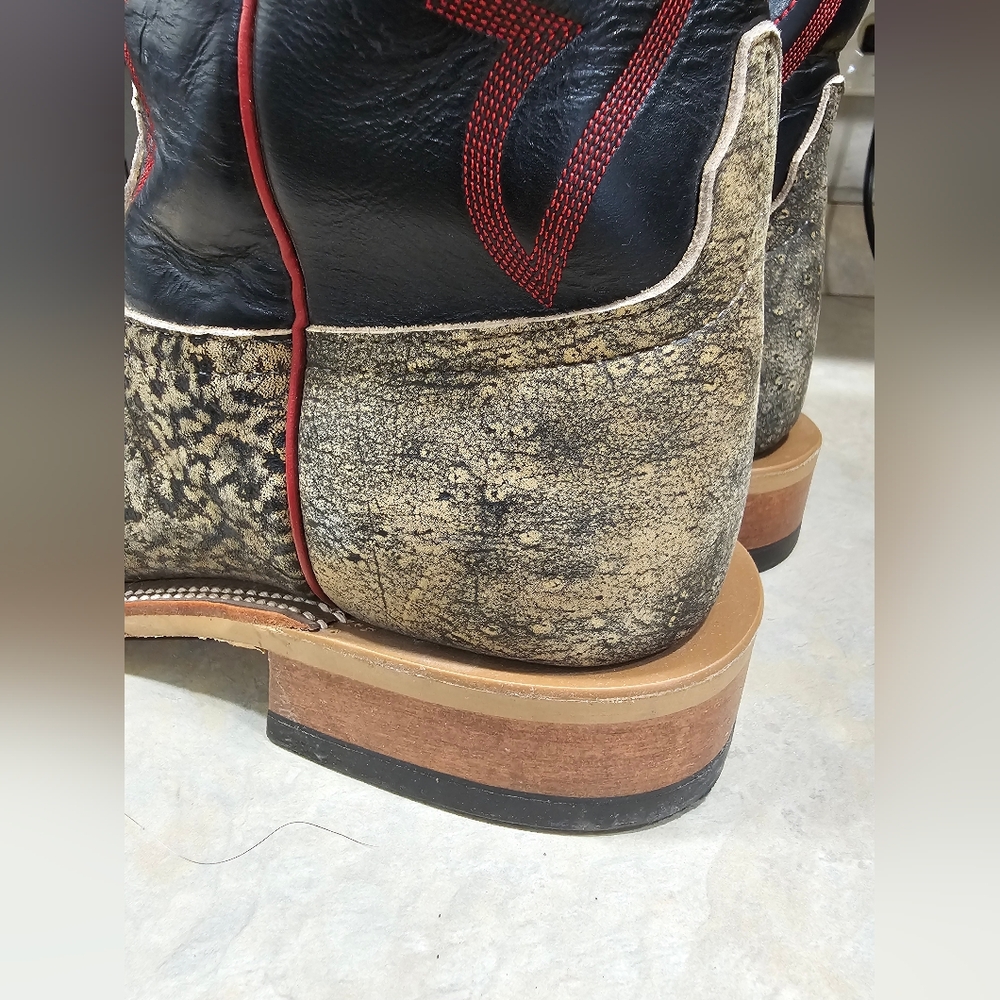 Men's 11.5 Anderson Bean Genuine Giraffe Square Toe Cowboy Boots - Picture 9 of 16